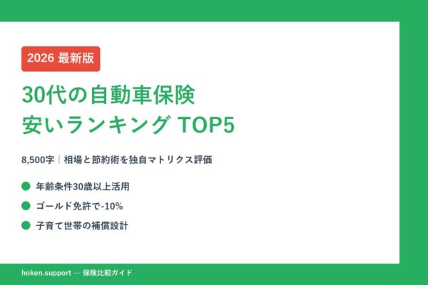 【2026年最新】30代の自動車保険 安いランキングTOP5｜保険料相場と節約術を独自マトリクスで徹底比較